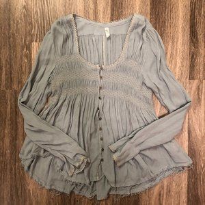 Free People 'Blue Bird' Smocked Top - Size S